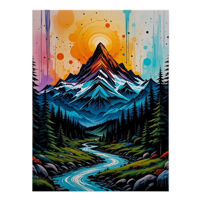 Pôster Mountain Majesty: Nature-Inspired Graffit (Frente)