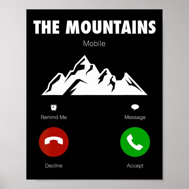Poster Mountains Are Calling Funny Mobile Cell Phone Call (Frente)