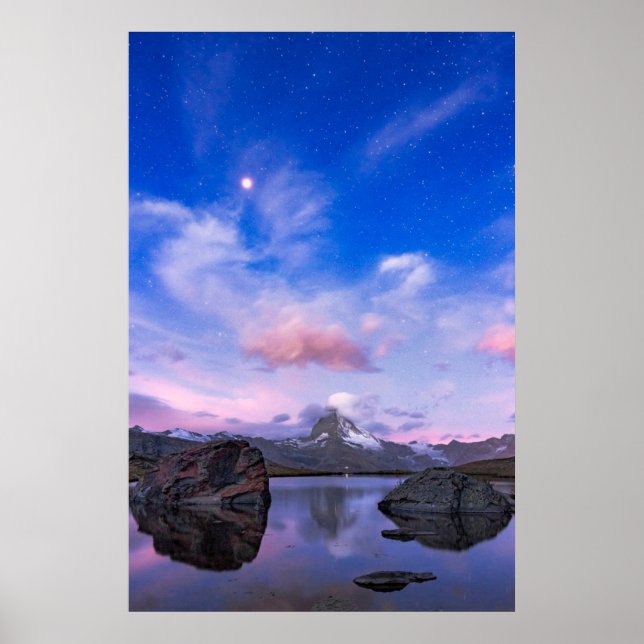 Poster Mountains | Matterhorn & Lake Stellisee (Frente)