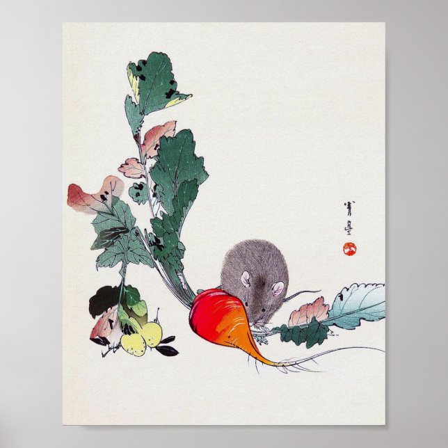 Poster Mouse and Red Radish, Watanabe Seitei (Frente)