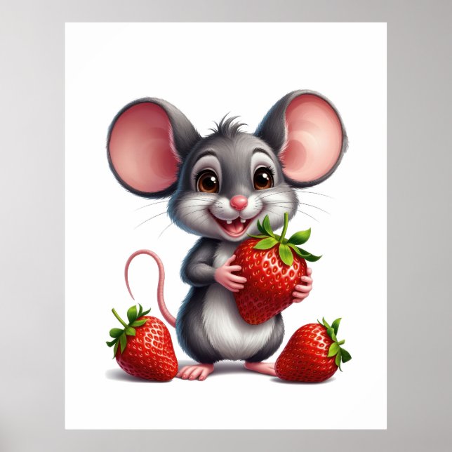 Poster Mouse and strawberry (Frente)