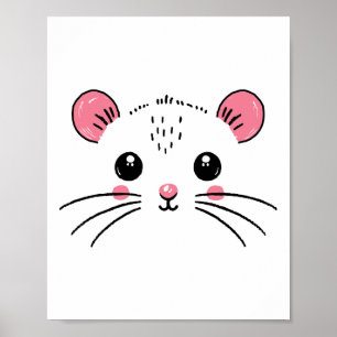 Poster Mouse Face Costume Girl Birthday Mouse Halloween