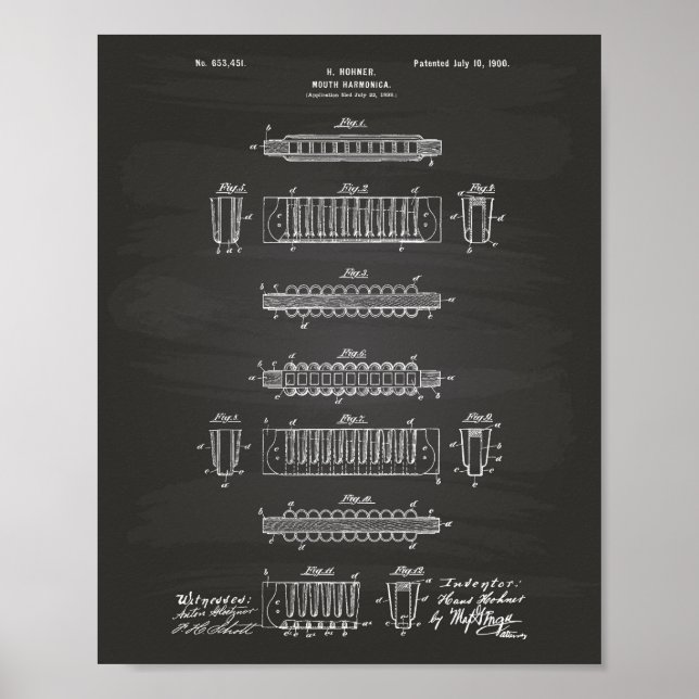 Pôster Mouth Harmonica 1900 — Quadro de arte patenteado (Frente)