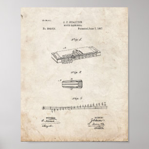 Poster Mouth Harmonica Patent - Old Look