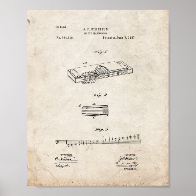 Poster Mouth Harmonica Patent - Old Look (Frente)