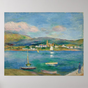 Poster Mova de peche, depuis Hendaye de Vue de Fontarabie
