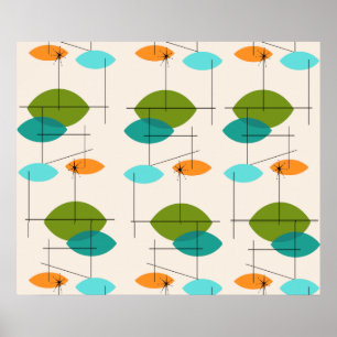 Poster móvel atômico retro do teste padrão