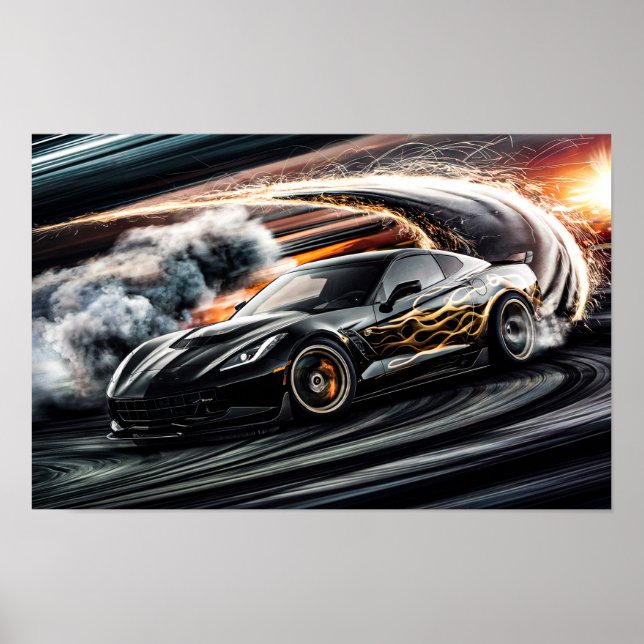 Poster Movimentação de Carro Desportivo Black Sleek #8 (Frente)
