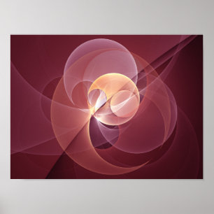 Poster Movimento Abstrato Moderno Vinho Vermelho Cor-de-r