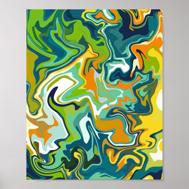 Poster Movimento Fluido Abstrato Multicolorido (Frente)