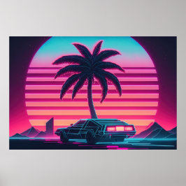 Poster Movimento Sunset Synthwave: Correndo rumo ao amanh