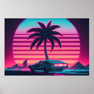 Poster Movimento Sunset Synthwave: Correndo rumo ao amanh