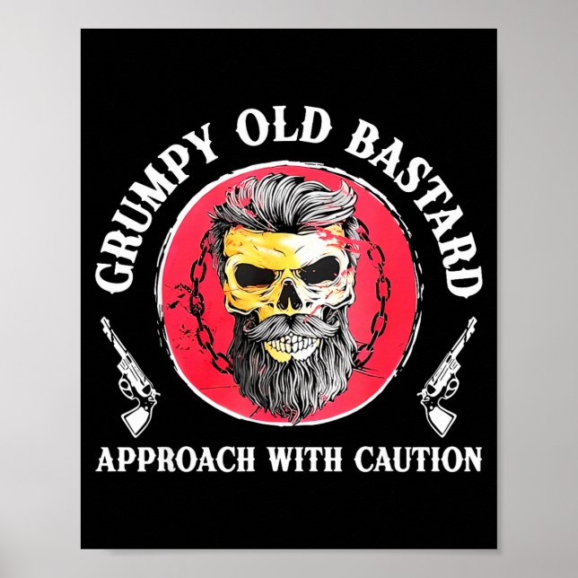 Poster Mpy Old Approach With Caution Beard Skull Barber  (Frente)