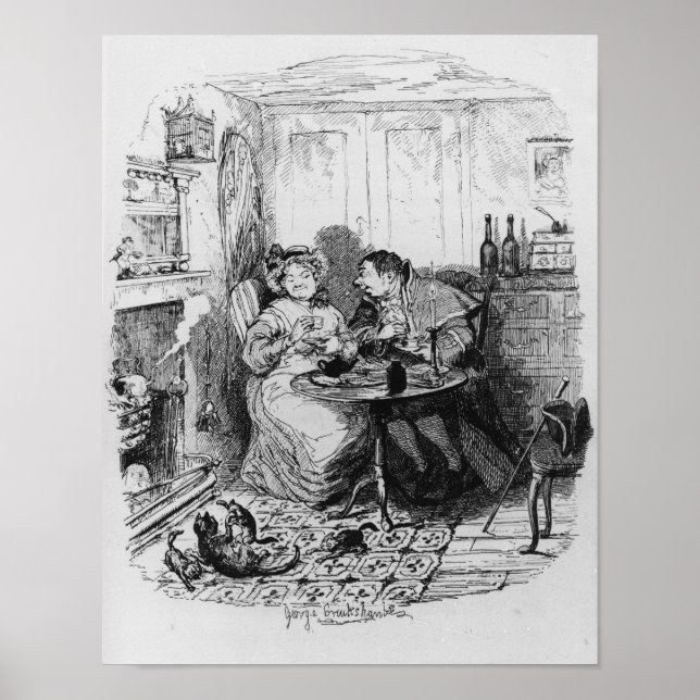 Poster Mr Bumble and Mrs Corney taking tea (Frente)