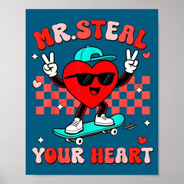 Poster Mr Steal Your Heart For Boys Toddlers Valentine's  (Frente)