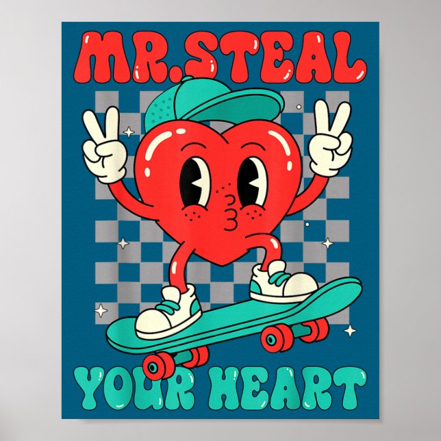 Poster Mr Steal Your Heart For Boys Toddlers Valentine's  (Frente)