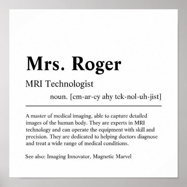 Poster MRI Technologist Personalized Gift (Frente)