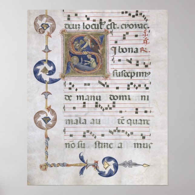 Poster Ms 564 f.13v Página com o 'S' inicial historiado (Frente)