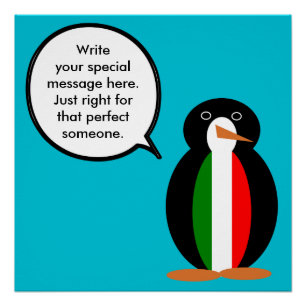 Pôster Ms Pinguim Falante Italiana Personalizada