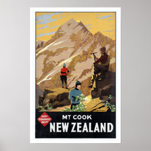Pôster Mt.Cook Nova Zelândia - arte das viagens vintage