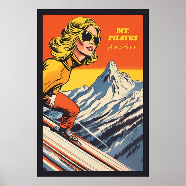 Poster Mt. Pilatus, Suiça, Esqui (Frente)