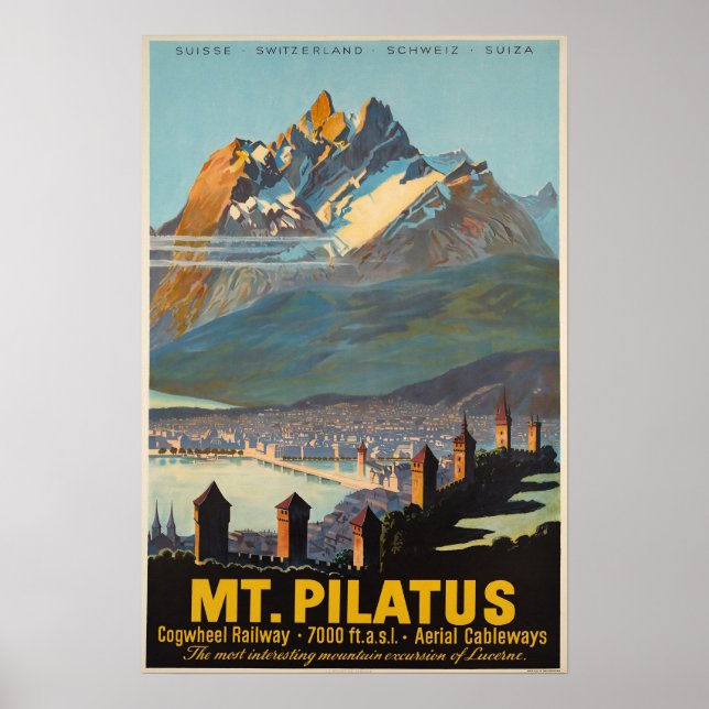 Poster Mt.Pilatus,Suiça,Poster de viagens (Frente)