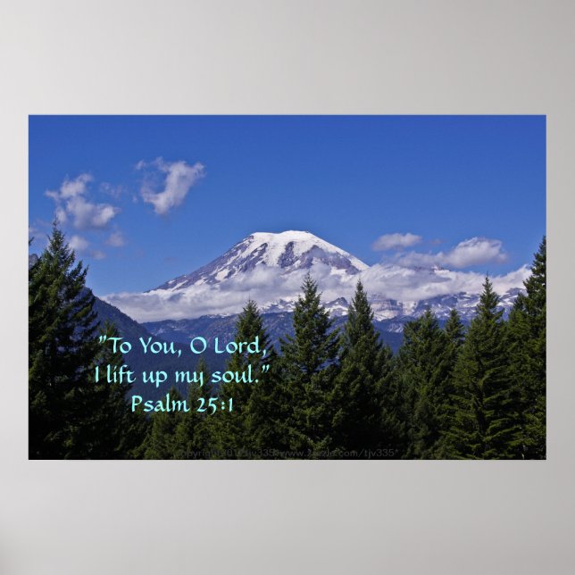 Pôster Mt. Rainier in fog w/Scripture Verse (Frente)