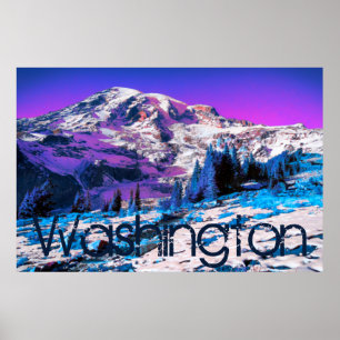 Poster Mt Rainier Psychedelic Purple Recolor Washington