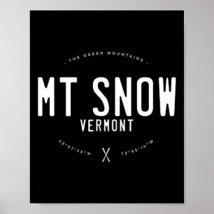 Poster Mt. Snow Vermont Gráfico Envelhecido Esqui Vintage