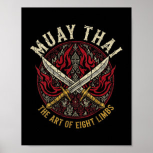 Poster Muay Thai A Arte dos Oito Membros Espadas Cruzadas