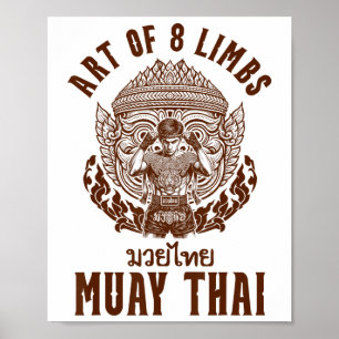 Poster Muay Thai Boxing Tailandês Boxing Art De 8 Membros