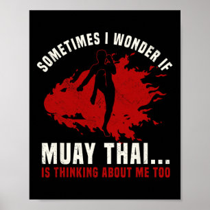Poster Muay Thai Boxista Professora Kickboxing Artes Marc