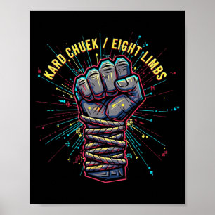 Poster Muay Thai Kard Chuek Punho dos Oito Membros MMA Ta