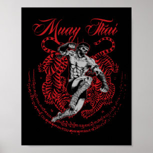 Poster Muay Thai Kickboxe Martial Art Fighter Thai Boxi