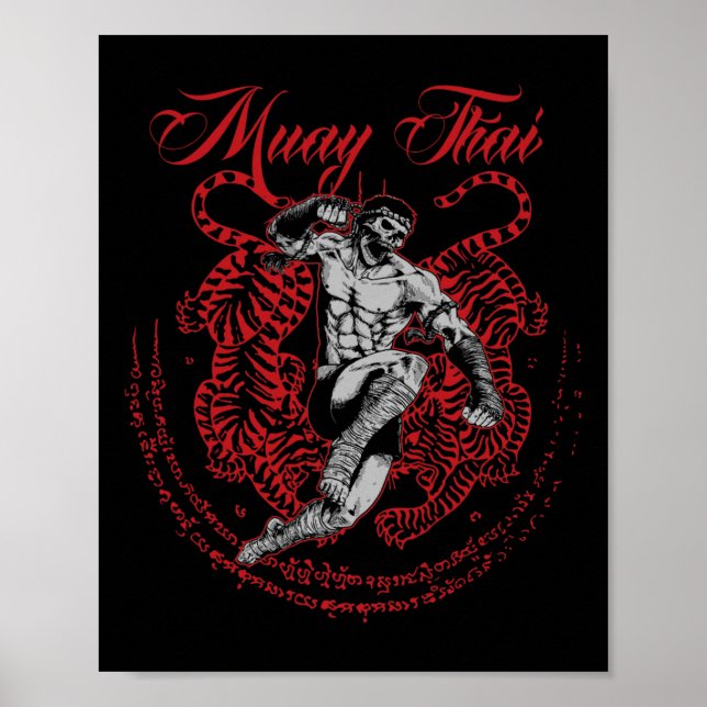 Poster Muay Thai Kickboxe Martial Art Fighter Thai Boxi (Frente)