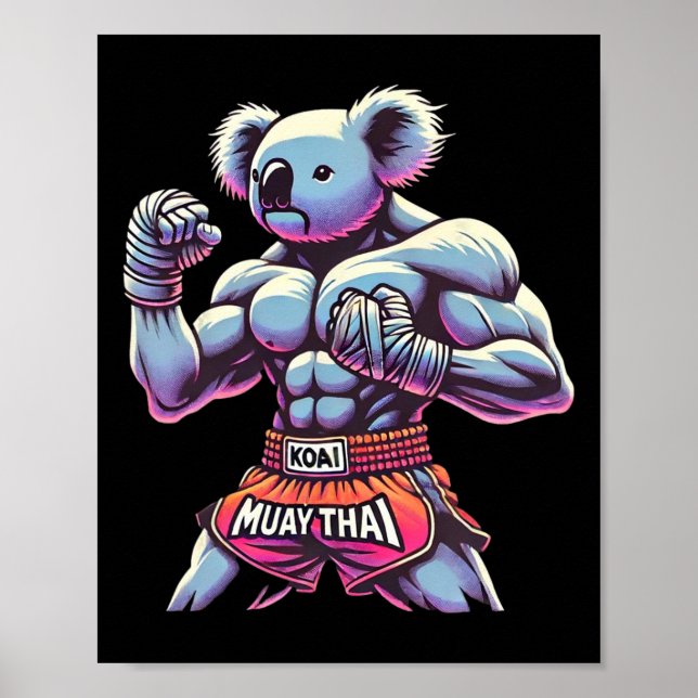 Poster Muay Thai Koala Kickboxing Fighter Funny  (Frente)