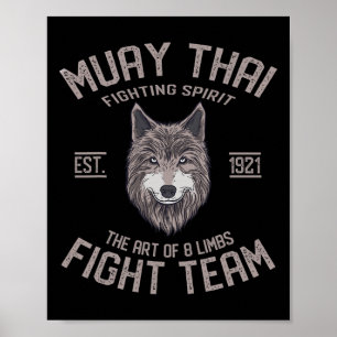 Poster Muay Thai Lobo Boxe Tailandesa Kickboxing