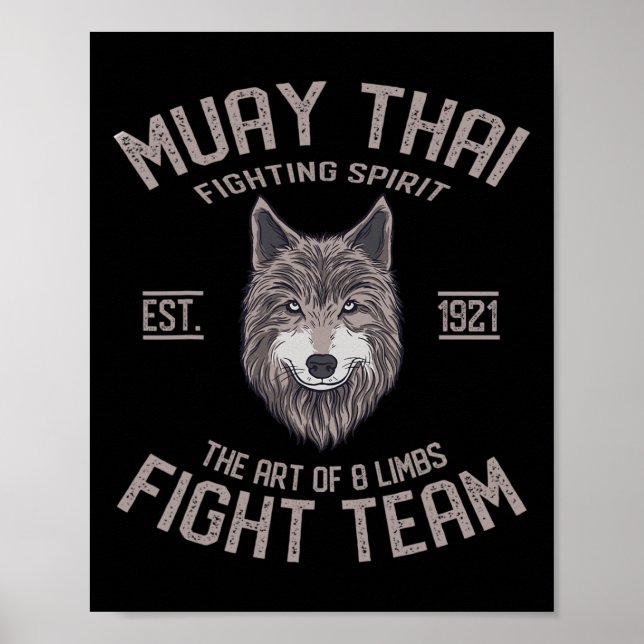 Poster Muay Thai Lobo Boxe Tailandesa Kickboxing  (Frente)