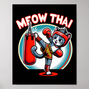 Poster Muay Thai Martial Art Tailandês Boxing Cat Meow Th