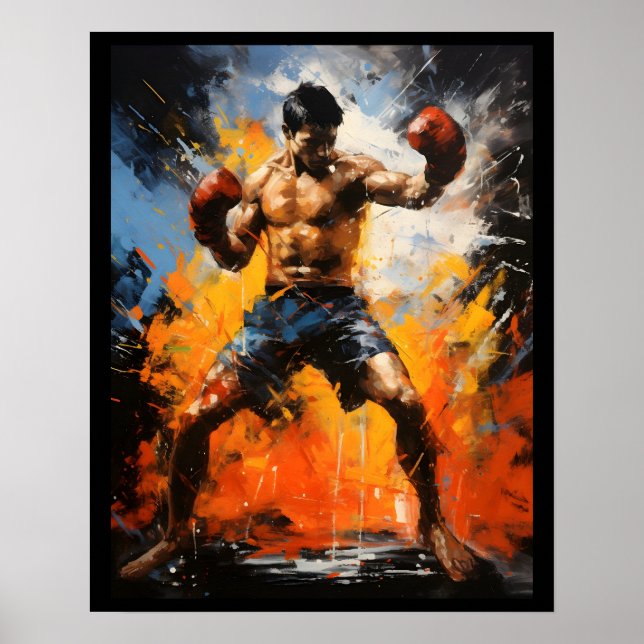 Poster Muay Thai Martial Arts Boxer Combate Esporte (Frente)