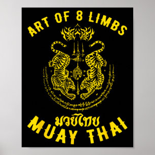 Poster Muay Thai Mma Tigre Arte Dos 8 Membros Kickboxing