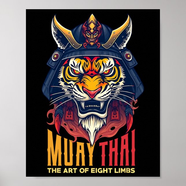 Poster Muay Thai Samurai Tiger Thai Boxic Gráfico (Frente)