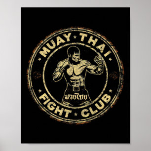 Poster Muay Thai Tailândia Kickboxing Mma Lutador Vintage