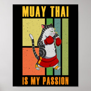 Poster Muay Thai Tailândia Punho Ring Joelho Lutador Técn