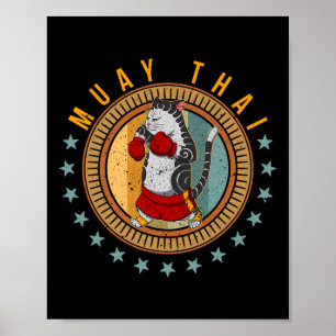 Poster Muay Thai Tailândia Punho Ringue Joelho Lutador Té