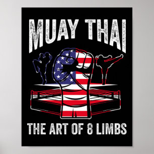 Poster Muay Thai Tha Arte dos 8 Membros Lutador Artes Mar