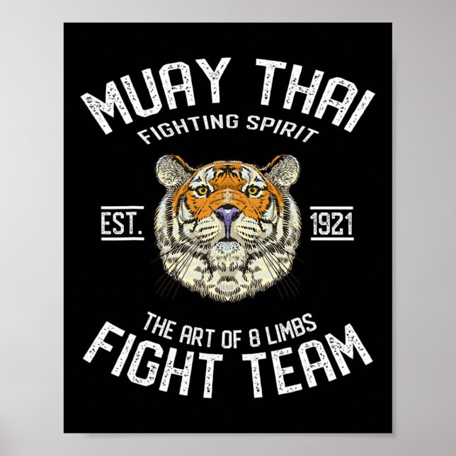 Poster Muay Thai Tiger Boxe Tailandesa Kickboxing  (Frente)