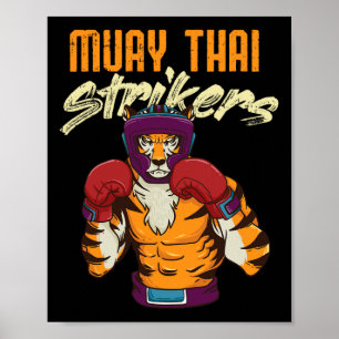 Poster Muay Thai Tiger Tailandês Boxing Tailândia Kickbox