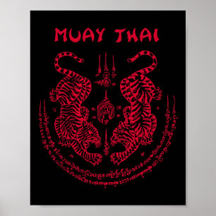 Poster Muay Thai Tigre Sak Yant Kickboxing Espiritual Tai