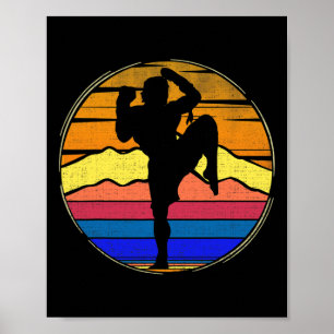 Poster Muay Thai Vintage Retro Pôr do Sol Engraçado Gi de